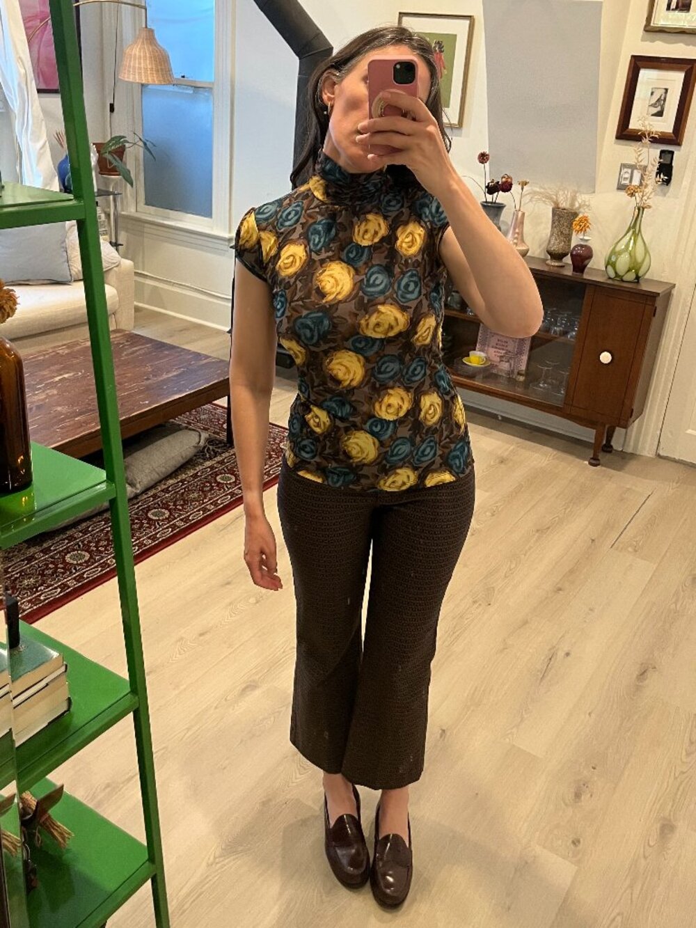 Y2K Mexx Floral Sheer High Neck Blouse